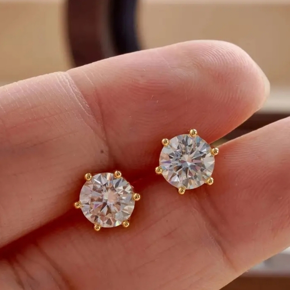 Genuine Certified Moissanite Earrings 18k Gold over Sterling Silver ✨️ - Picture 2 of 6